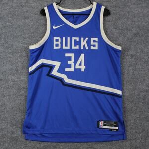 Milwaukee Bucks Jersey Mens Large Blue NBA Basketball Antetokounmpo Icon 34 Nike